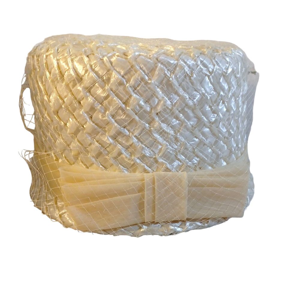 Vintage‎ Raffia White Hats With Netting Original Sears Roebuck And Company box